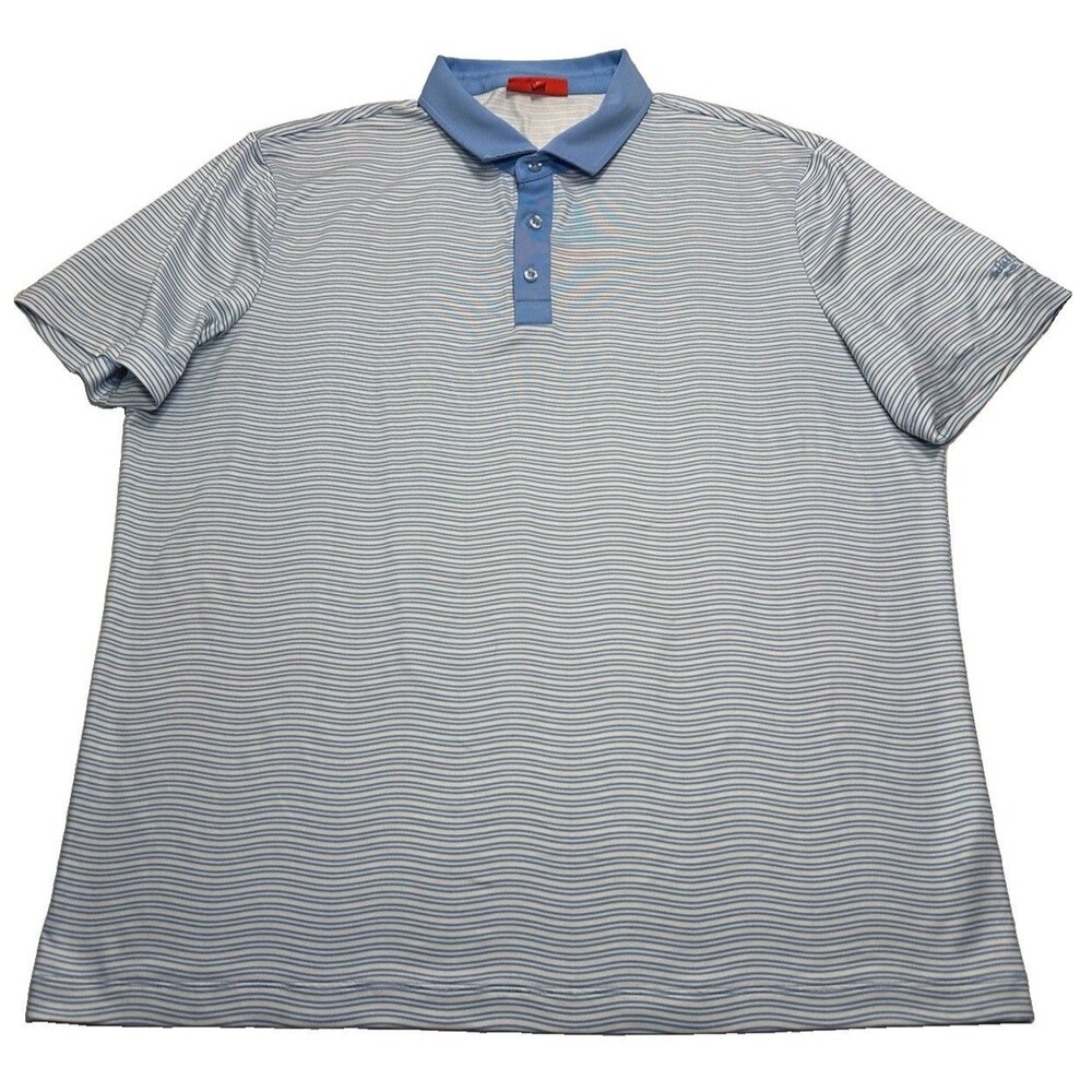 Men's Redvanly Carlton Wavy Stripe Performance Golf Polo Size XL Blue White READ